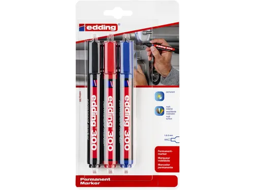 Viltstift edding 300 rond 1.5-3mm blister à 3 kleuren