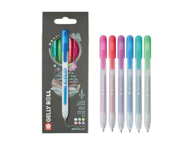 Gelschrijver Sakura Gelly Roll Metallic 08 klikfunctie set à 6 kleure