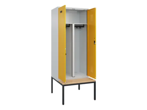 PBM-locker met bank,HxBxD 2120x800x815mm,2vak,vak B 400mm