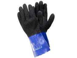 Tegera 12930 PVC handschoenen, blauw/zwart, maat 8, per 12 paar