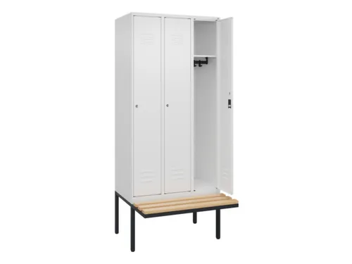 locker met bank,HxBxD 2120x900x815mm,3vak,vak B 300mm,cil.-slot