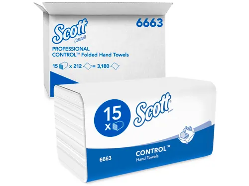 Handdoek Scott i-vouw 1-laags 21.5x31.5cm wit 15x212stuks 6663