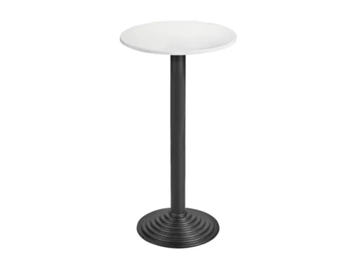 Statafel Gietijzer H 110cm Blad Ø 60cm Lichtgrijs Onderstel Zwart