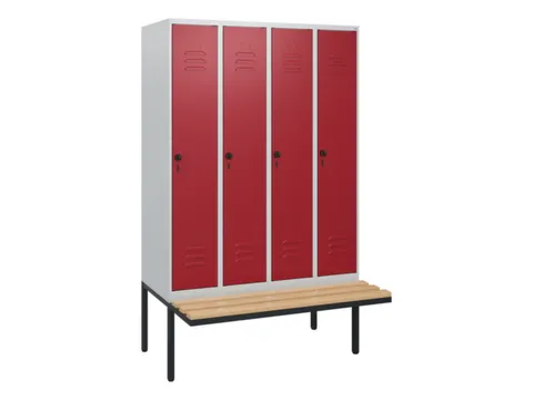 locker met bank,HxBxD 1950x1200x815mm,4vak,vak B 300mm,draaigrendel