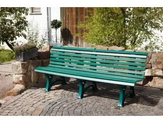 Kunststofbank 800x2000x450mm Zit H 410mm 12 Latten 3 Pootstellen Groen - 3