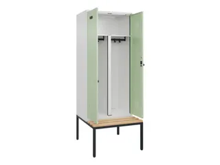 PBM-locker met bank,HxBxD 2120x800x815mm,2vak,vak B 400mm,draaigrendel - 1