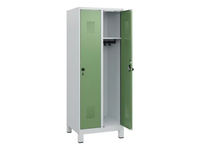 schoollocker,HxBxD 1630x600x500mm,2vak,vak B 300mm,draaigrendel,voeten