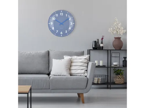Wandklok Nextime dia 50cm bolvormig glas blauw kunststof Duomo