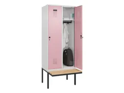 locker met bank,HxBxD 2120x800x815mm,2vak,vak B 400mm,draaigrendel