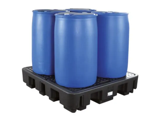 PE-opvangbak,v. 4x200l vat,opvangvol. 242l,HxBxD 280x1380x1290mm