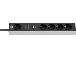 Stekkerdoos Brennenstuhl 5vdig 1+2 USB C Power Delivery 1.5m grijs/zw