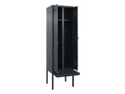 locker met bank,voor scheiding van kleding,HxBxD 2120x600x815mm,2vak