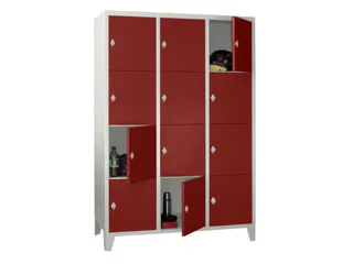 lockerkast,HxBxD 1850x1200x500mm,3x4vakken,RAL7035,front RAL3000 - 2