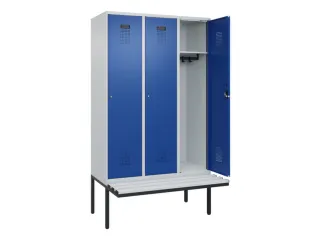 locker met bank,HxBxD 2120x1200x815mm,3vak,vak B 400mm,cilinderslot - 1