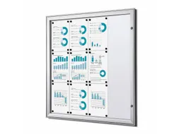 Vergrendelbaar Muurvitrine Indoor/Outdoor Brandwerend 12xA4 Zilver