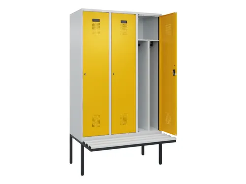 locker met bank,voor scheiding van kleding,HxBxD 2120x1200x815mm,3vak