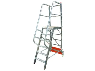 verrijdbare treden-platformladder,eenzijdig,6trede(n),stand H 1,4m - 1