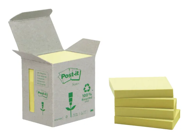 Memoblok 3M Post-it 653 38x51mm recycled geel