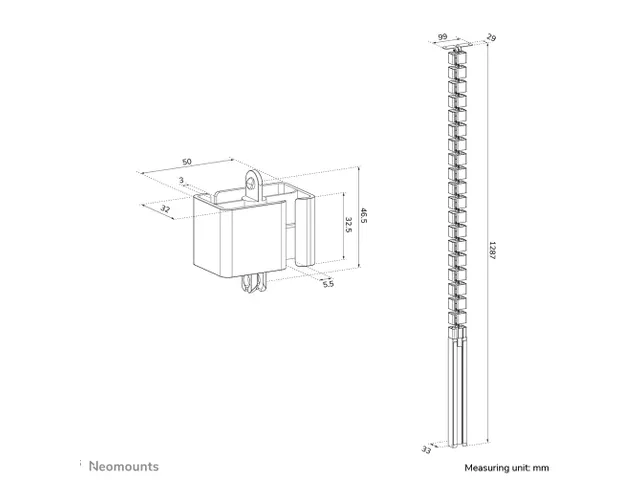 Neomounts ADS06-133WH Kabelgeleider - modulaire segmenten - schroefbev