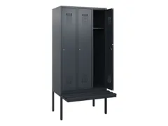 locker met bank,HxBxD 1950x900x815mm,3vak,vak B 300mm,cilinderslot
