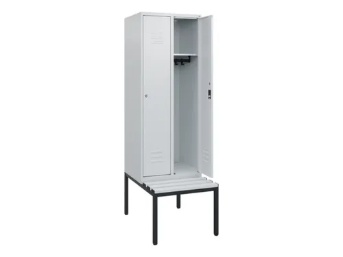 locker met bank,HxBxD 1950x600x815mm,2vak,vak B 300mm,cil.-slot