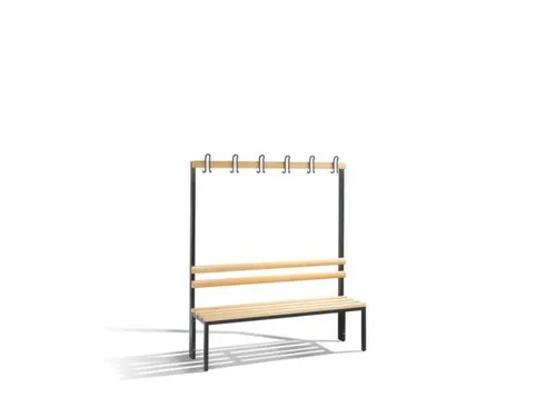 Omkleedbank L 1500Mm Houten Zitlatten Enkelzijdige Hakenlijst Ral7021