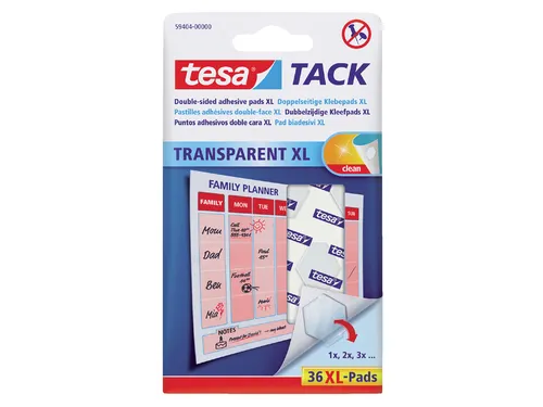 Dubbelzijdige kleefpads Tesa tack transparant XL 36stuks