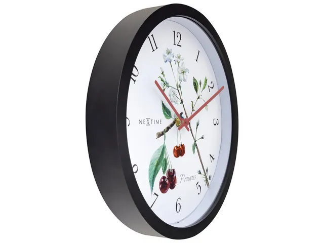 Buitenklok Nextime dia 30.5cm Prunus cijfers, zwarte rand witte wijzer
