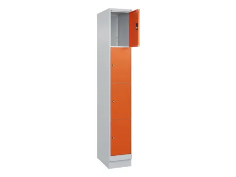 lockerkast,HxBxD 1950x300x500mm,1x4vakken,vak B 300mm,cil.-slot,sokkel