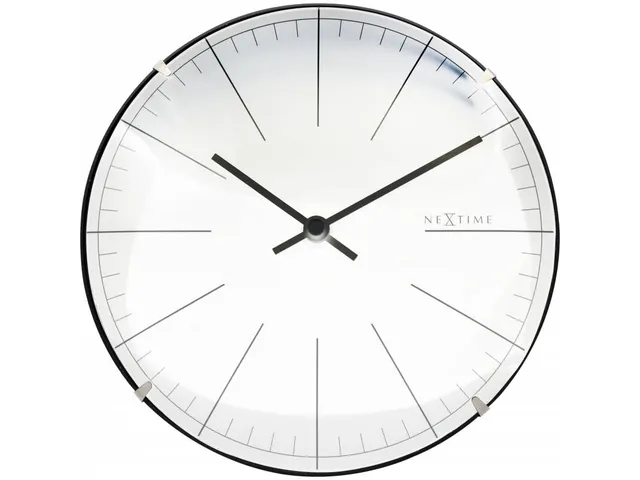 Wandklok NeXtime Big Stripe Ø20cm glas wit streepaanduiding