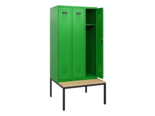 locker met bank,HxBxD 1950x900x815mm,3vak,vak B 300mm,cilinderslot - 1