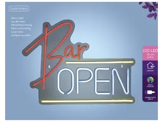 Ledbord Lumineo indoor USB neon Bar Open - 1