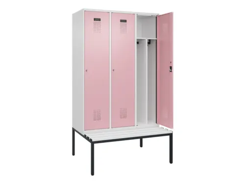 locker met bank,voor scheiding van kleding,HxBxD 2120x1200x815mm,3vak