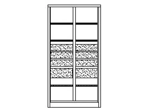 systeemkast,HxBxD 1950x1040x630mm,6xStalen bodem,RAL7035,front RAL5012