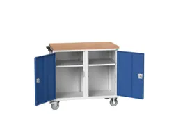 montagetafel 980x1050x600mm multiplexblad 2 kasten RAL7035 fr. RAL5010
