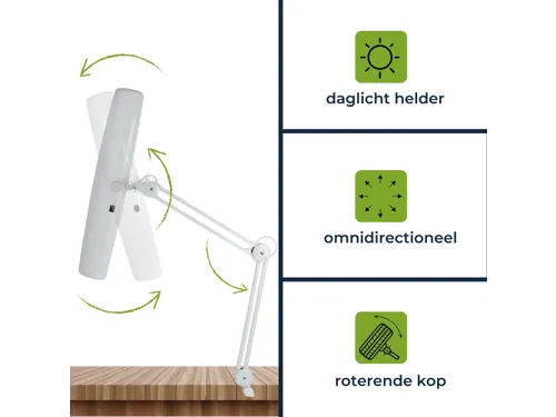 Verstelbare bureaulamp Led 3x14W Wit