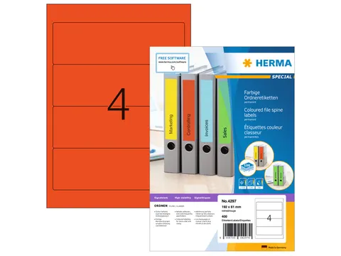 Herma 4297 Rugetiket 192x61mm Rood permanent klevend 400 stuks