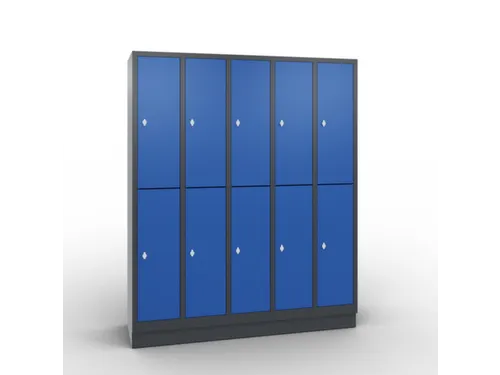 lockerkast draaigrendel 1800x1480x500 5x2vakken RAL7035 front RAL7016