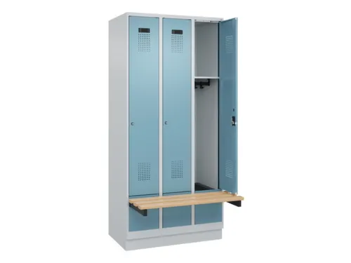 locker met bank,HxBxD 1950x900x815mm,3vak,vak B 300mm,cilinderslot
