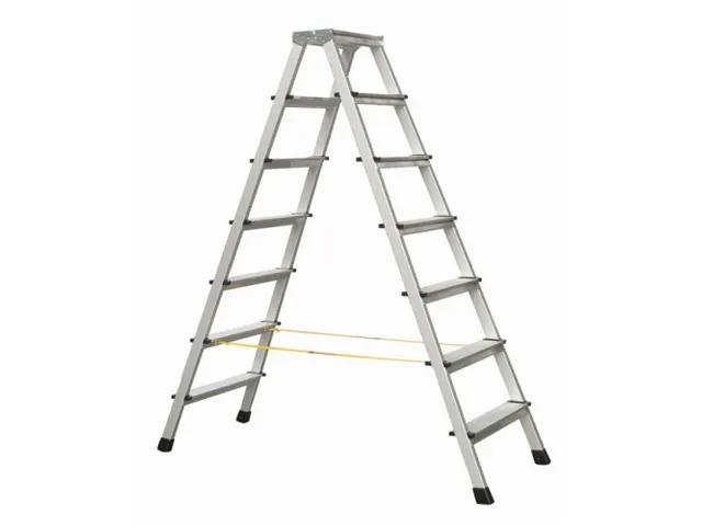 trapladder,NL,beide zijden,2x7aluminium gegroefd,balk L 1,9m,aluminium
