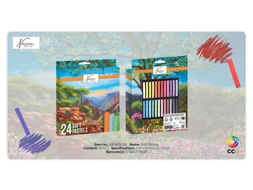 Pastelkrijt Nassau fine art zacht blister 24 stuks assorti