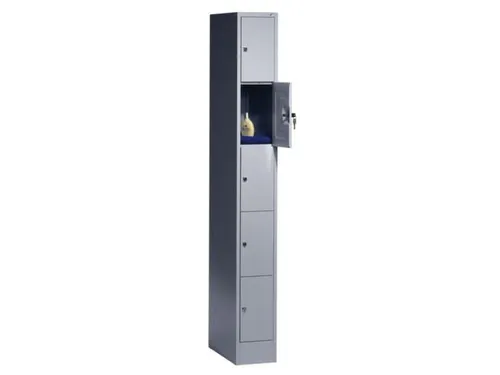 lockerkast,HxBxD 1950x240x480mm,1x5vakken,romp RAL7035,front RAL7035