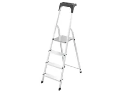 aluminium trapladder,eenzijdig,4treden,bordes geribbeld,stand H 0,83m