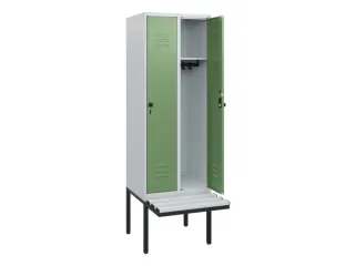 locker met bank,HxBxD 1950x600x815mm,2vak,vak B 300mm,draaigrendel - 2