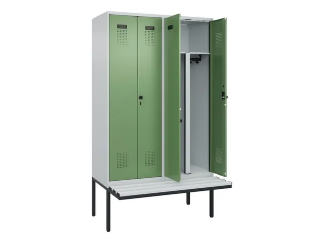 PBM-locker met bank,HxBxD 2120x1200x815mm,4vak,vak B 300mm