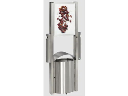 Afvalbak RVS 50 liter 800x480mm verzinkt 2asbakken reclamevlak