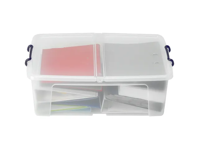 Opbergbox Plastic Transparant 50 Liter met Gedeelde Deksel