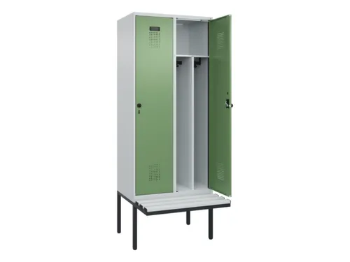 locker met bank,voor scheiding van kleding,HxBxD 2120x800x815mm,2vak