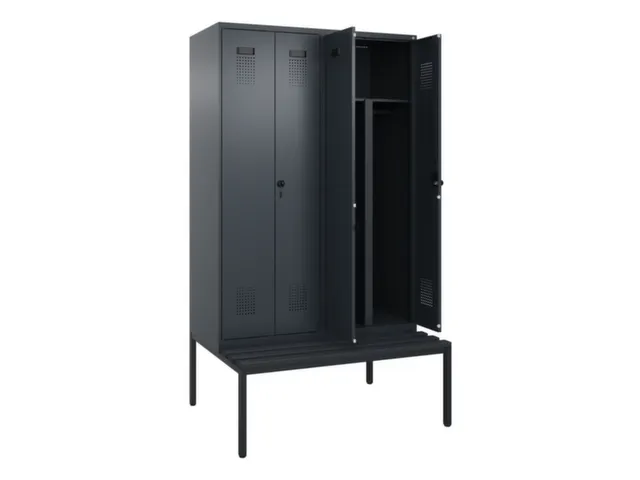 PBM-locker met bank,HxBxD 2120x1200x815mm,4vak,vak B 300mm