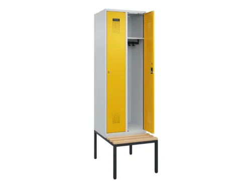 locker met bank,HxBxD 2120x600x815mm,2vak,vak B 300mm,cilinderslot